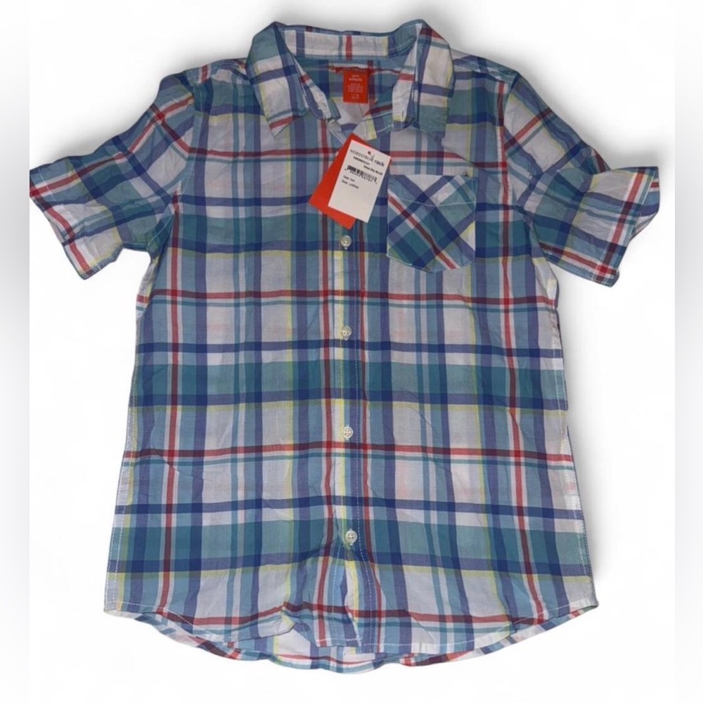 NWT Joe Fresh Boys Plaid Button-Down Shirt | Short Sleeve | Size L (10–12)